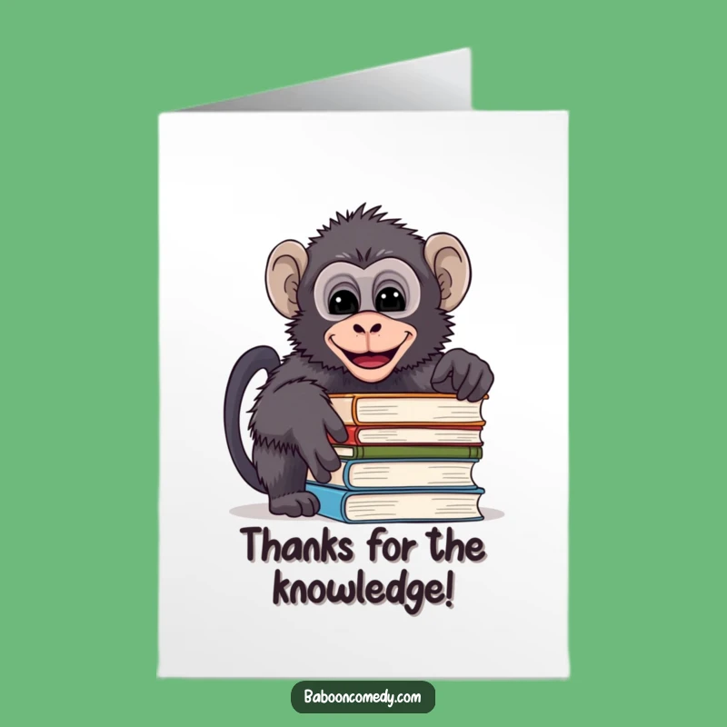 Free Printable Thank You Card: Baboon Book Laugh Funny Downloadable