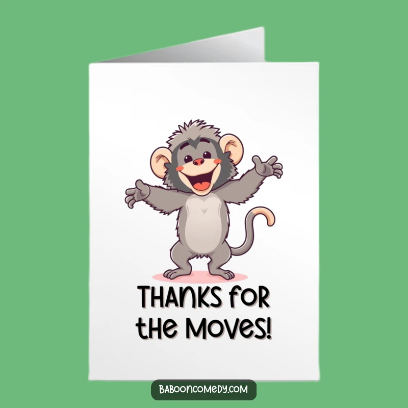 Free Printable Thank You Card: Baboon's Energetic Dance of Appreciation!