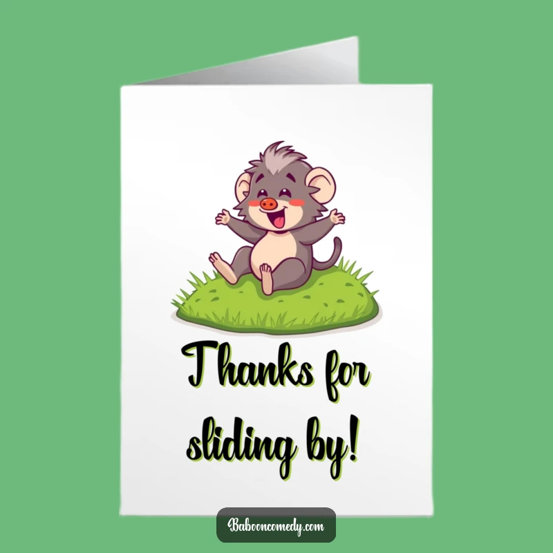 Free Printable Thank You Card: Kawaii Baboon Expressing Gratitude - Funny Downloadable!