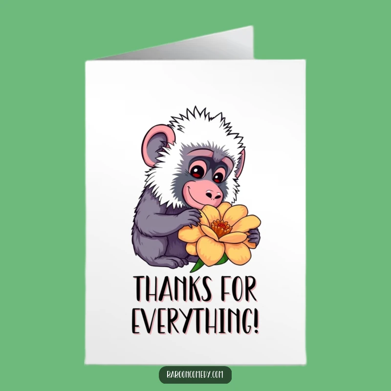 Free Printable Thank You Card: Kawaii Baboon's Gentle Smile for Your Kindness!