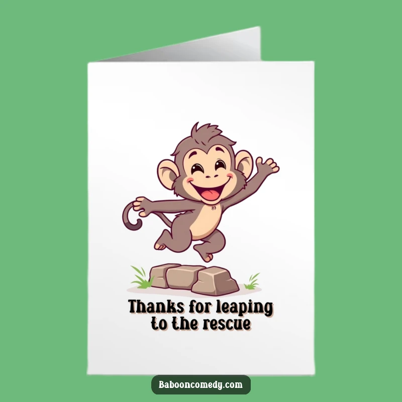 Free Printable Thank You Card: Leaping Baboon, Expressing Thanks with Energy!