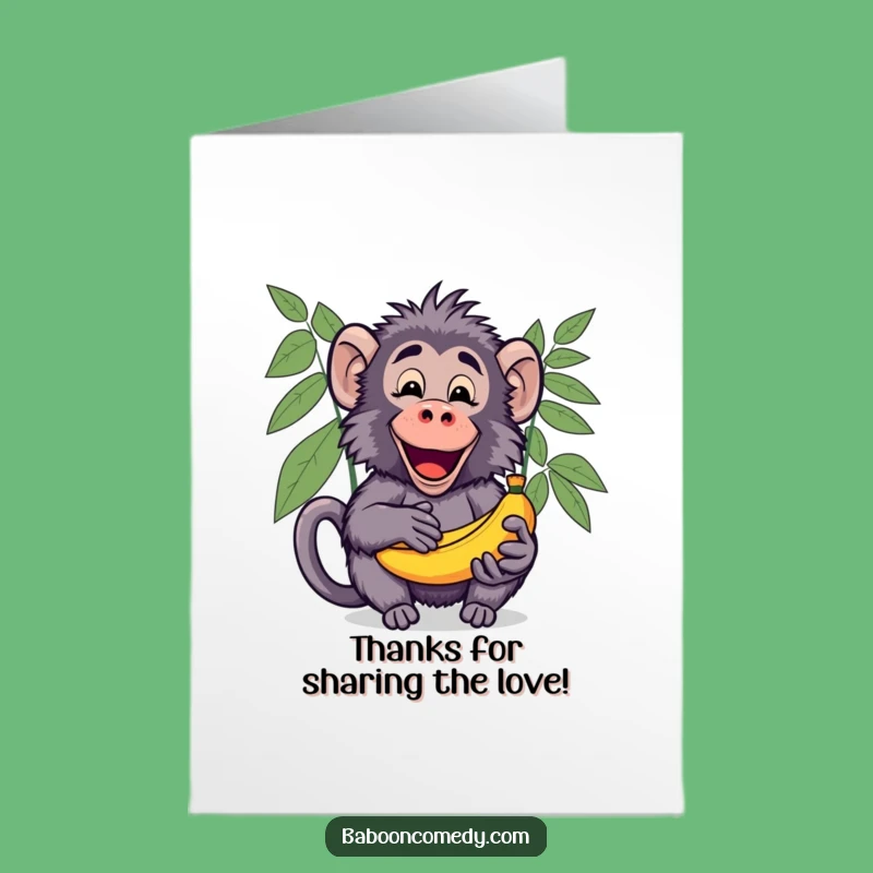 Free Printable Kawaii Baboon Banana Card: Thanks Downloadable Gift for Generosity