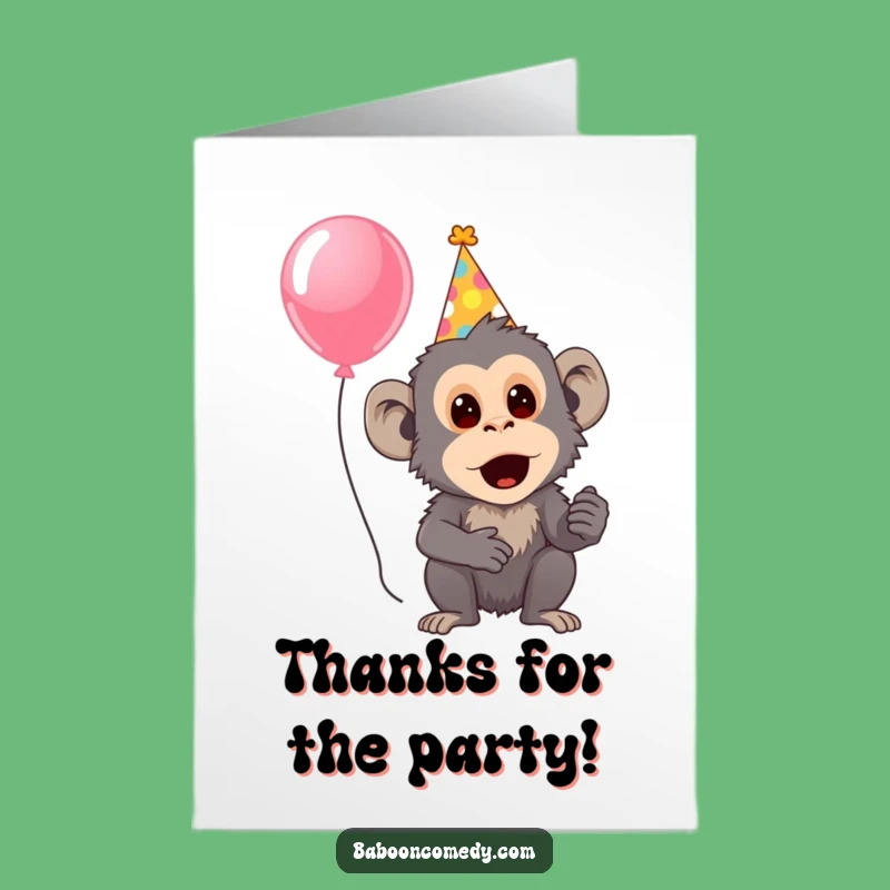 Free Printable Thank You Card: Baboon Party Surprise Gift Funny Downloadable