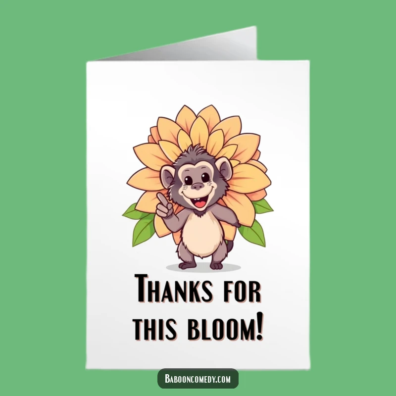 Free Printable Thank You Card: Baboon Flower Appreciation Funny Downloadable
