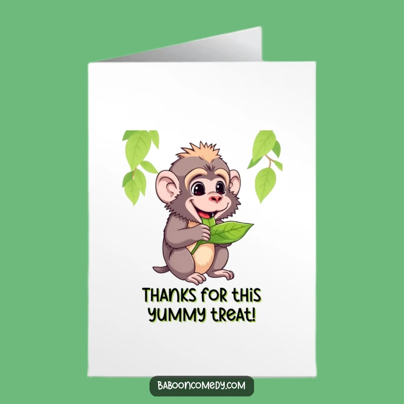 Free Printable Funny Baboon Thank You Card: Leafy Gratitude, Perfect Downloadable Gift