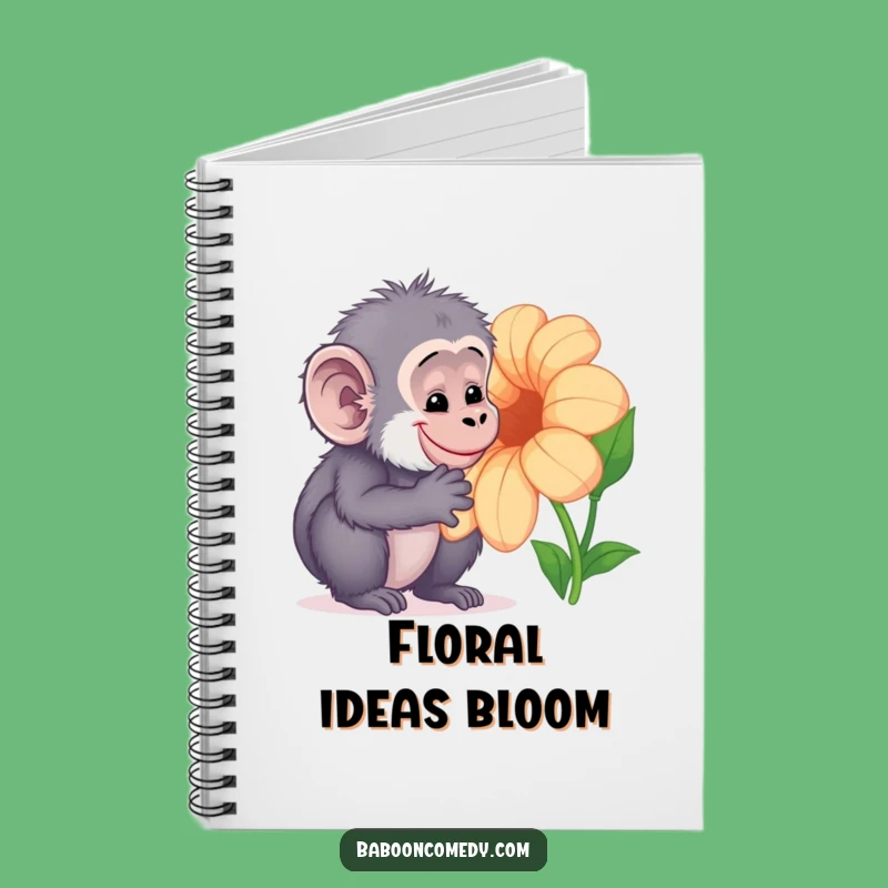 Funny Kawaii Baboon Flower Notebook: Jot Down Thoughts with Gentle Curiosity