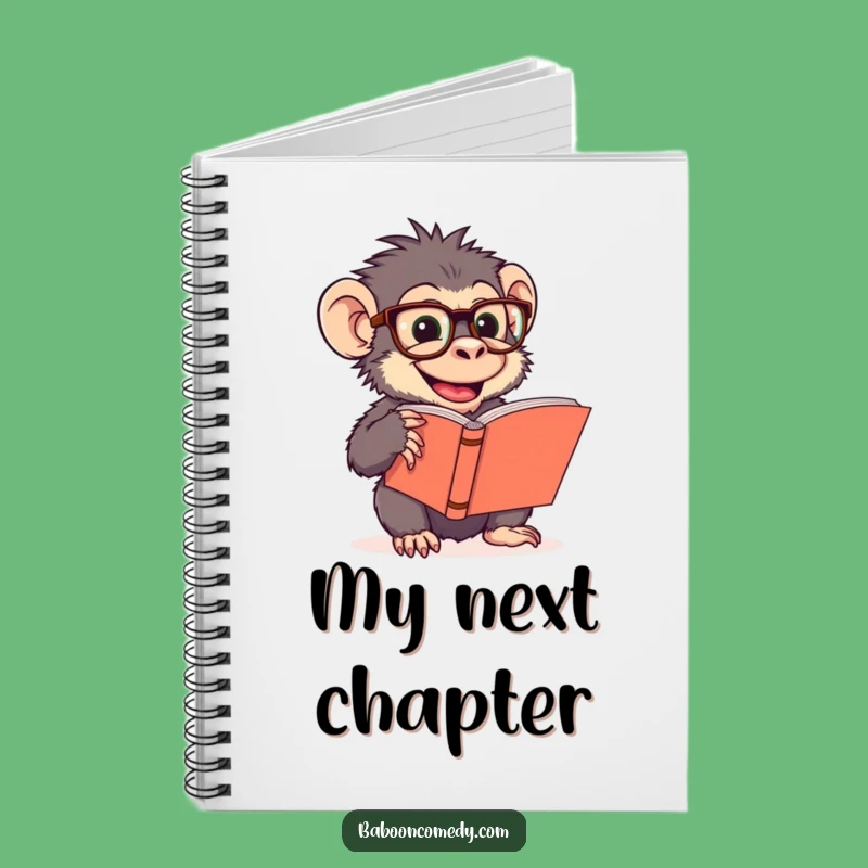 Funny Baboon Reading Glasses Notebook - Primate Bookworm Journal/Diary