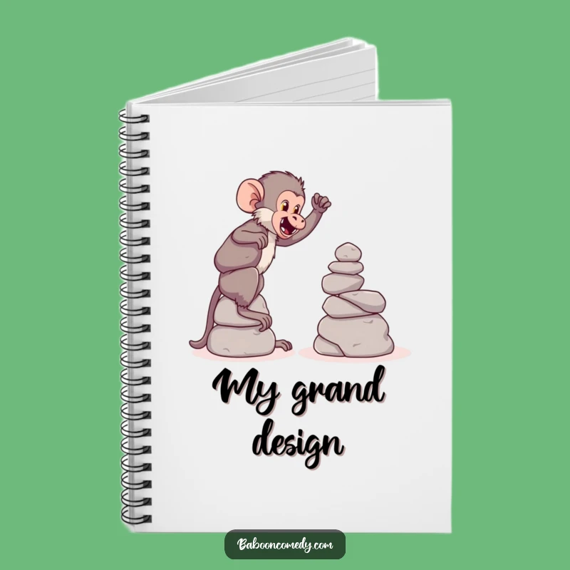 Funny Baboon Stone Tower Notebook - Builder Baboon Journal, Clever Funny Gift Idea