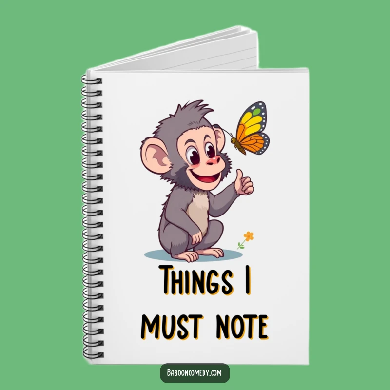 Funny Curious Baboon Notebook - Butterfly Pages for Your Ideas
