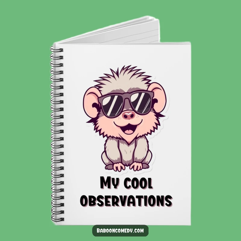 Funny Kawaii Baboon Sunglasses Notebook, Cool Journal, Cute & Funny Gift for Writers