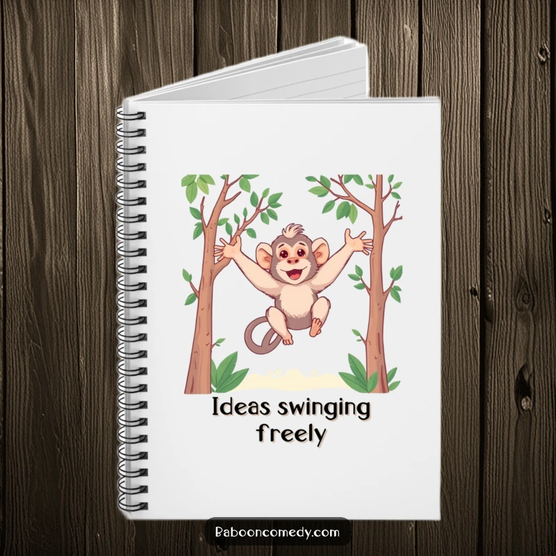Funny Kawaii Baboon Notebook: A cute baboon with long arms playfully swings. Perfect for writing, drawing, and capturing funny thoughts.