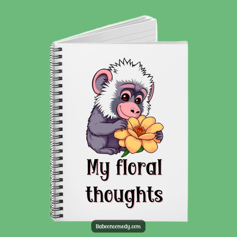 Funny Kawaii Baboon Flower Notebook: Gentle Thoughts, Hilarious Journal