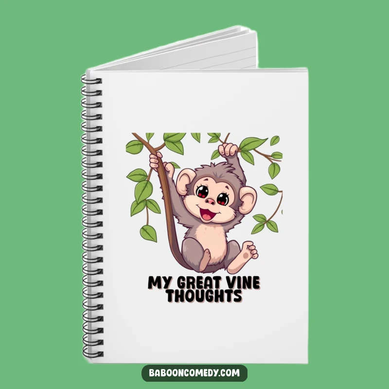 Funny Kawaii Baboon Swinging Notebook: Jot Down Ideas with Primate Glee