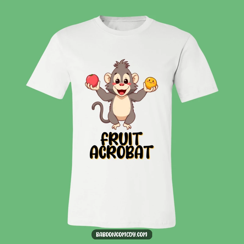 Funny Baboon Juggling Fruits T-Shirt - Comical Ape Apparel and Hilarious Gift