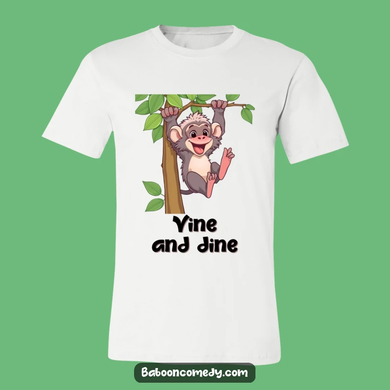 Funny Baboon Vine Swing T-Shirt: Hilarious Primate Adventure Tee for Men and Women