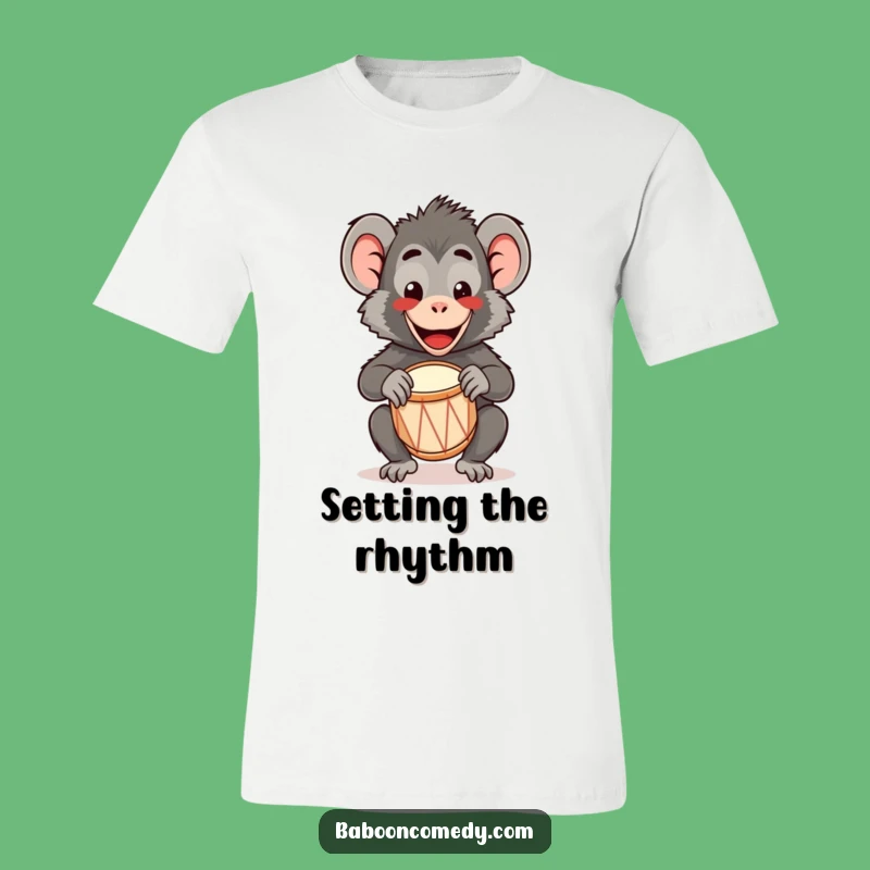Funny Kawaii Baboon Drum T-Shirt: Wear Your Happy Beat