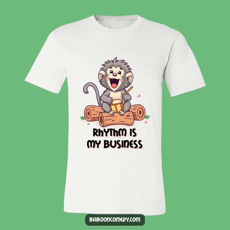 Funny Kawaii Baboon Drumming T-Shirt: Wear Your Happy Rhythms