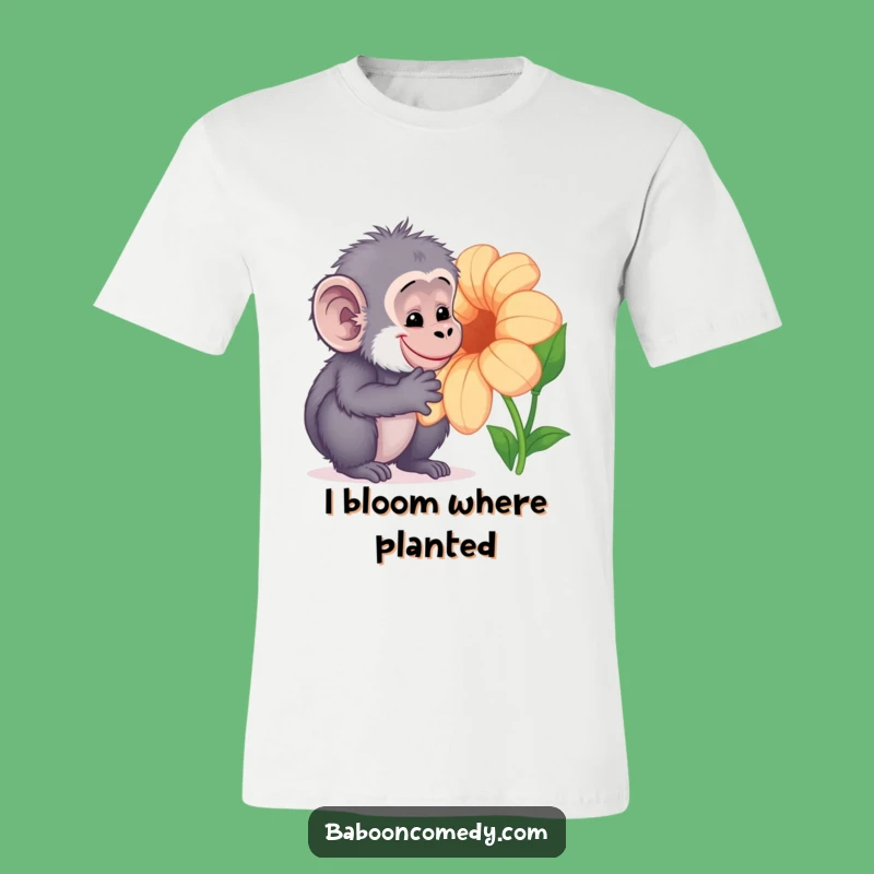 Funny Kawaii Baboon Flower T-Shirt: Wear Your Gentle Curiosity