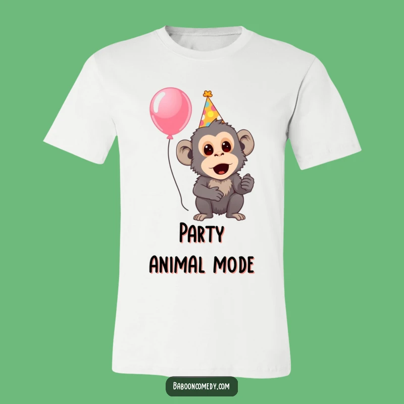 Funny Surprised Baboon Party T-Shirt - Festive Baboon Tee, Hilarious Funny Gift