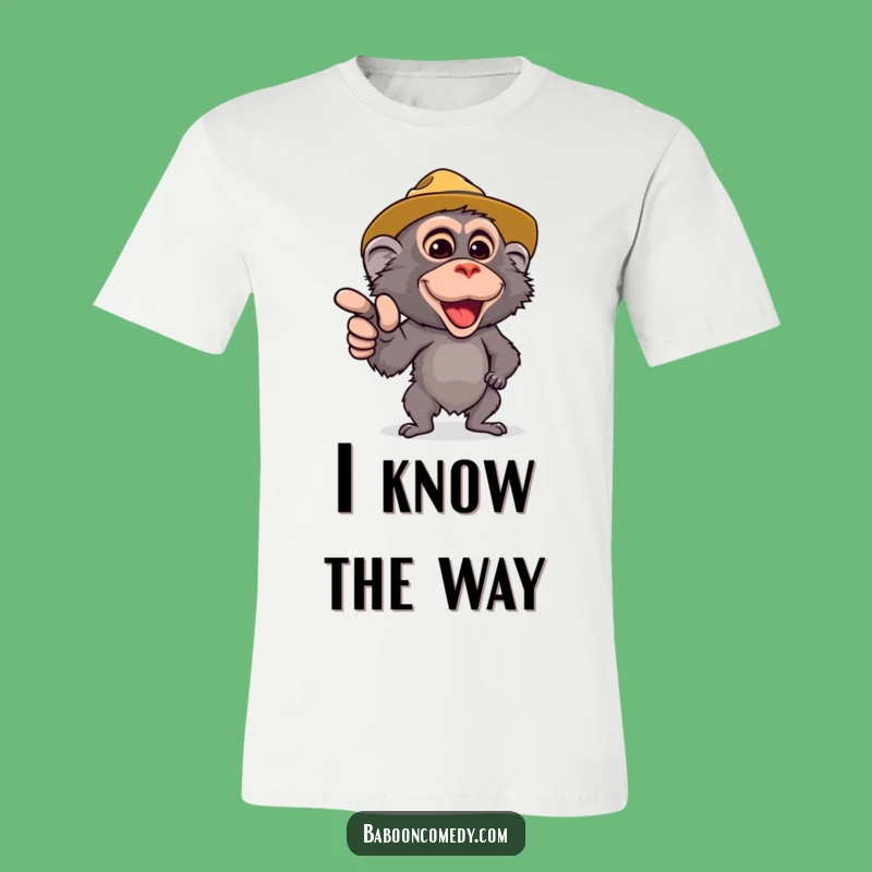 Funny Safari Baboon T-Shirt - Cute Baboon Pointing Forward - Hilarious Safari Adventure Tee
