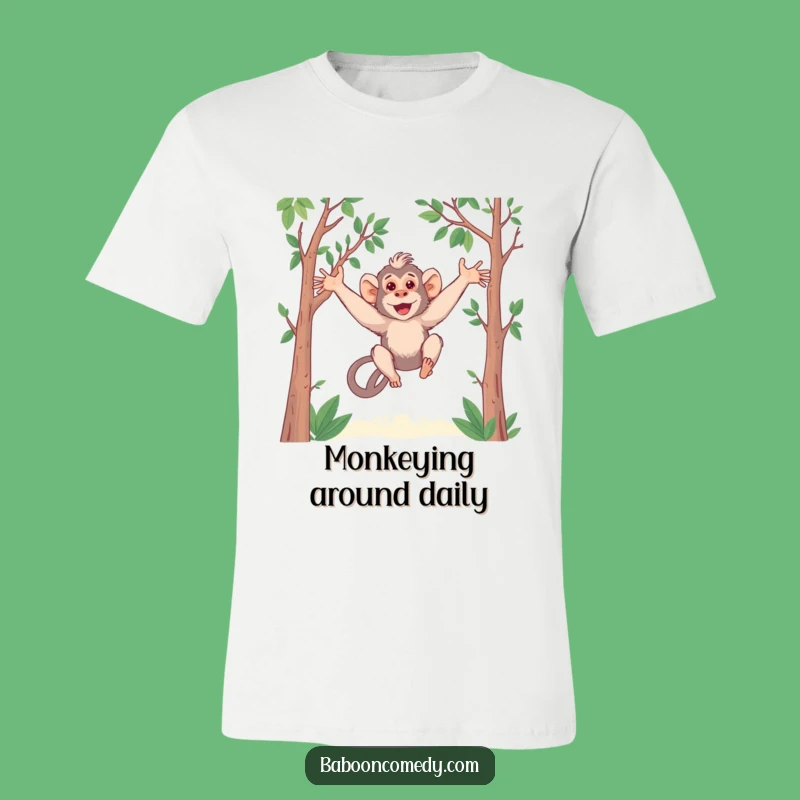Funny Kawaii Baboon T-Shirt - Playful Long Arms Swinging - Giraffe-like Primate Fun Tee