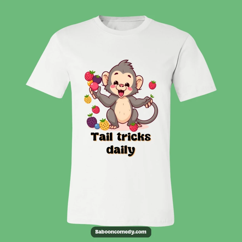 Funny Kawaii Baboon Berry Juggling T-Shirt - Playful Primate Tee