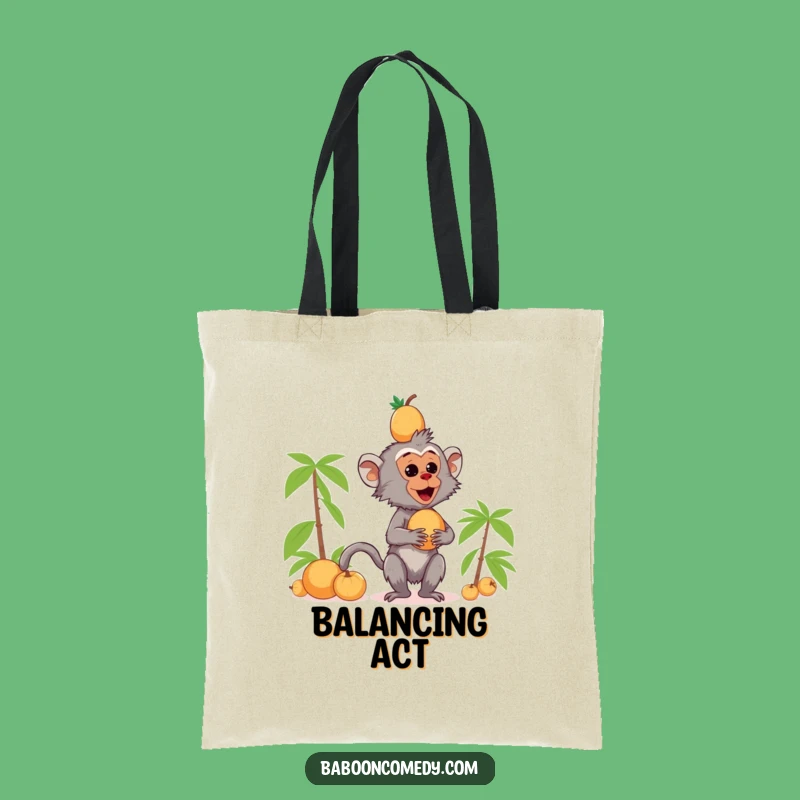 Funny Kawaii Baboon Coconut Carry-All Tote Bag - Primate Shopping Humor
