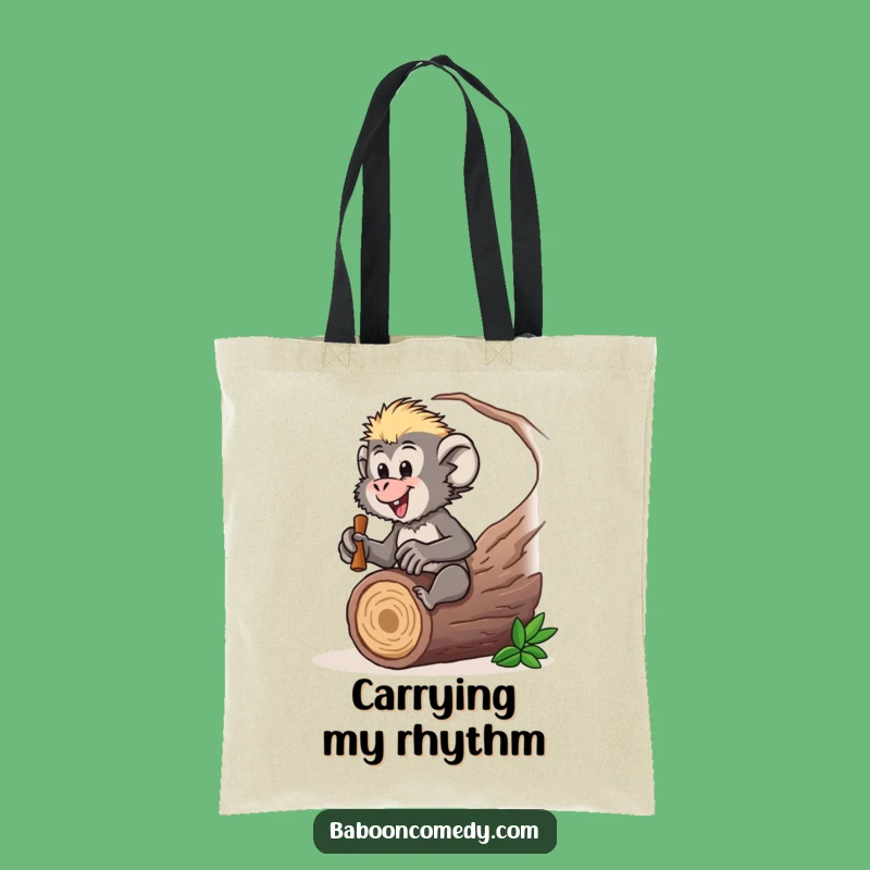 Funny Baboon Drummer Tote Bag: Carry Your Music Gear, Perfect Funny Gift!