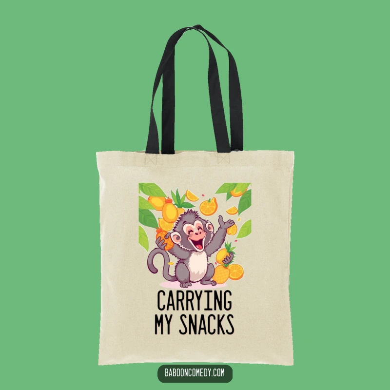 Funny Kawaii Baboon Fruit Toss Tote Bag: Fruity Style, Hilarious Carry-All