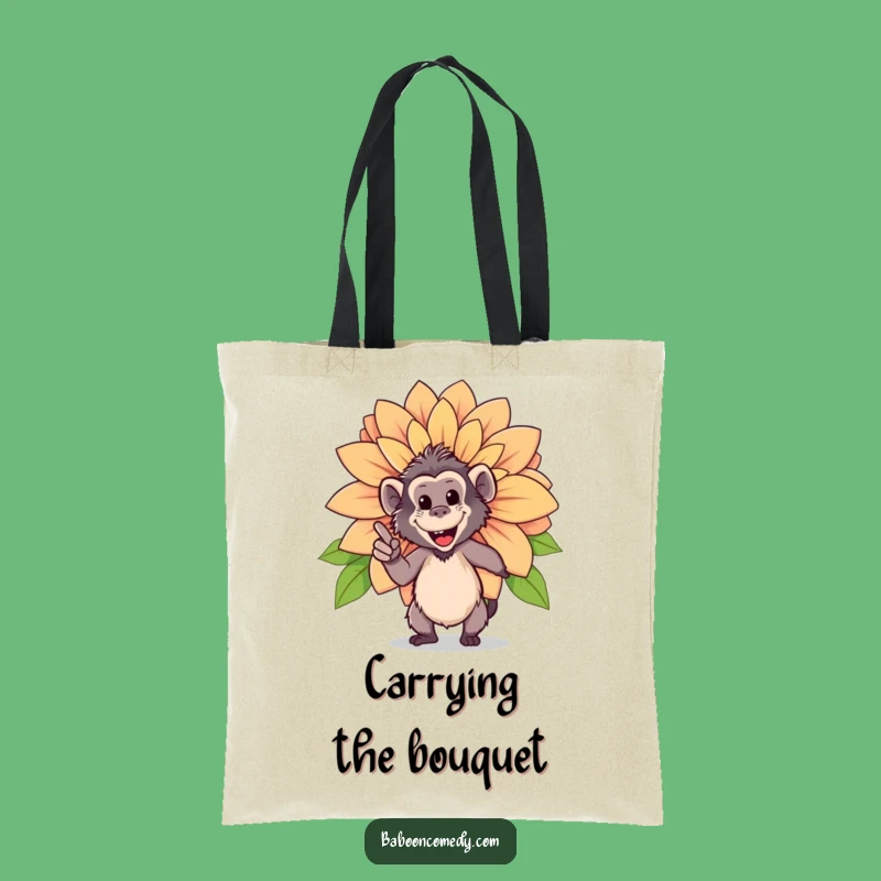 Funny Happy Baboon Flower Tote Bag - Proud Gardener Baboon Carry-all, Sweet Funny Gift