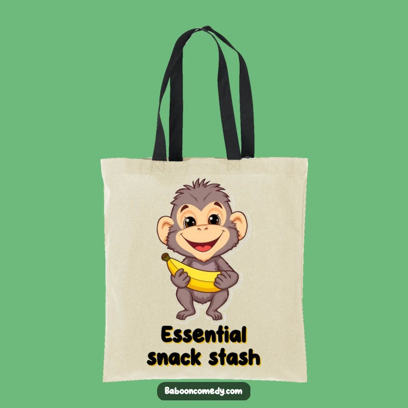 Funny Baboon Banana Grin Tote Bag: Primate Mischief Carry-All