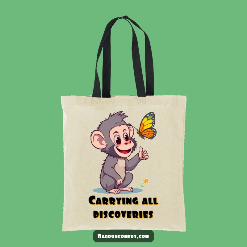 Funny Curious Baboon Tote Bag - Carry Butterfly Discovery Style
