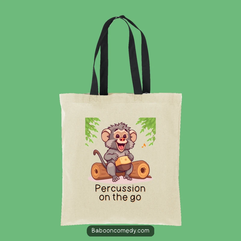 Funny Kawaii Baboon Drummer Tote Bag: Rhythmic Style, Hilarious Carry-All