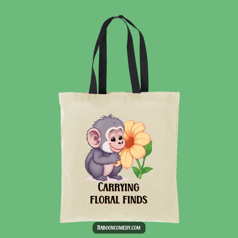 Funny Kawaii Baboon Flower Tote Bag: Carry Nature's Beauty and Smiles